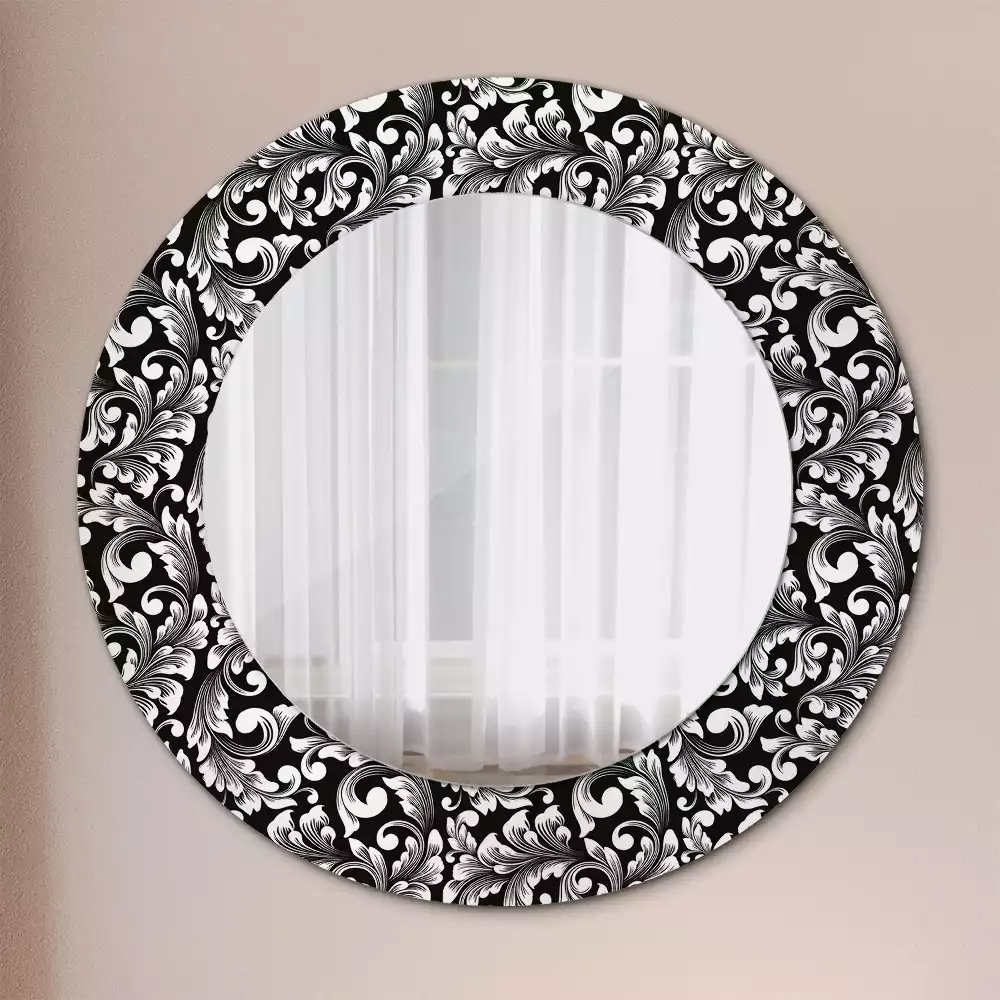 Miroir rond cadre avec impression Ornement