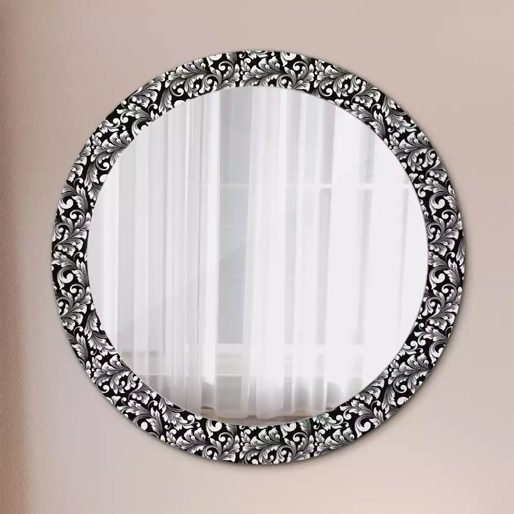 Miroir rond cadre avec impression Ornement
