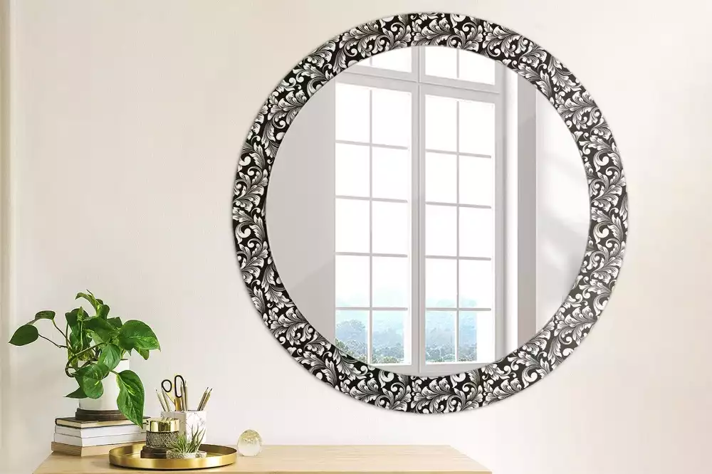 Miroir rond cadre avec impression Ornement