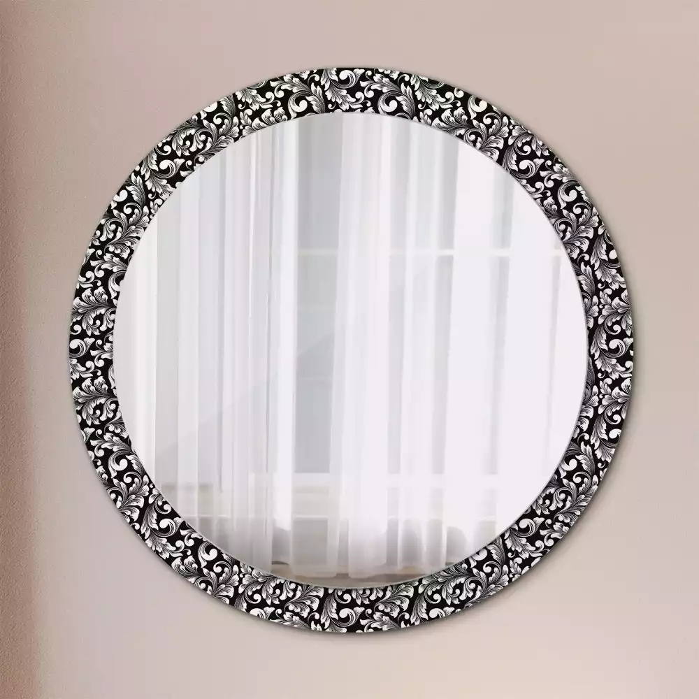 Miroir rond cadre avec impression Ornement