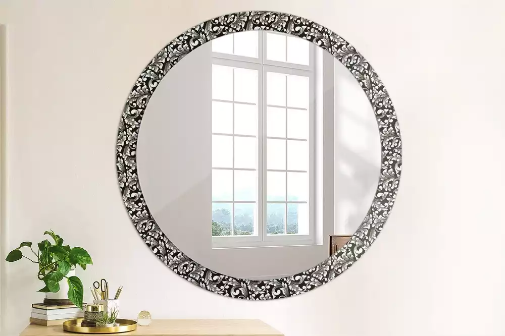 Miroir rond cadre avec impression Ornement