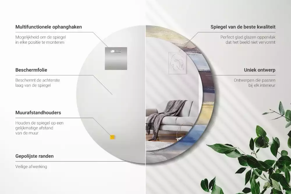 Miroir rond avec décoration Image abstraite