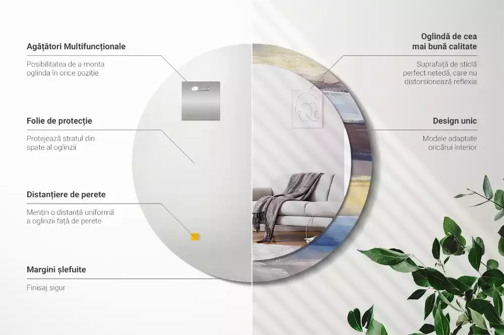 Miroir rond avec décoration Image abstraite