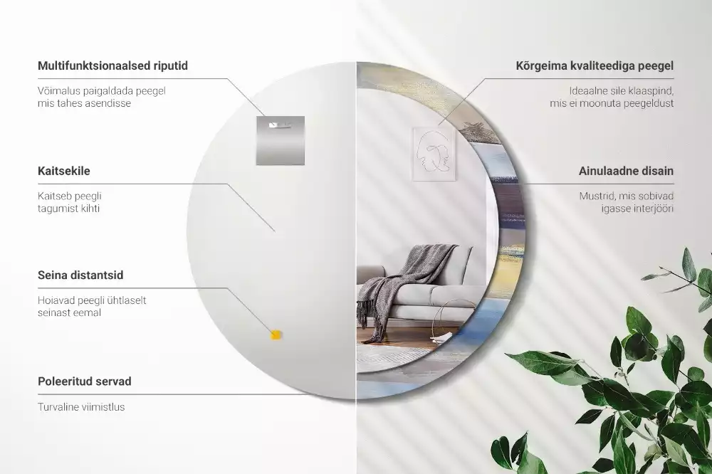 Miroir rond avec décoration Image abstraite