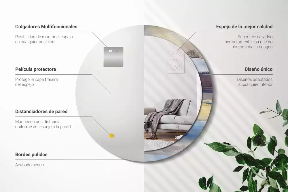Miroir rond avec décoration Image abstraite