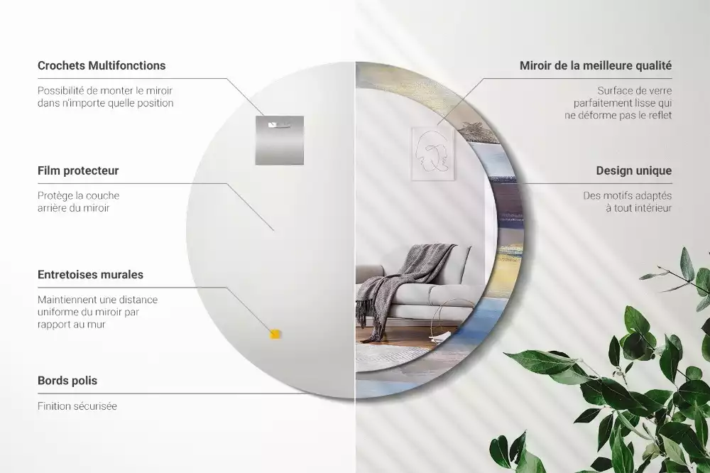 Miroir rond avec décoration Image abstraite