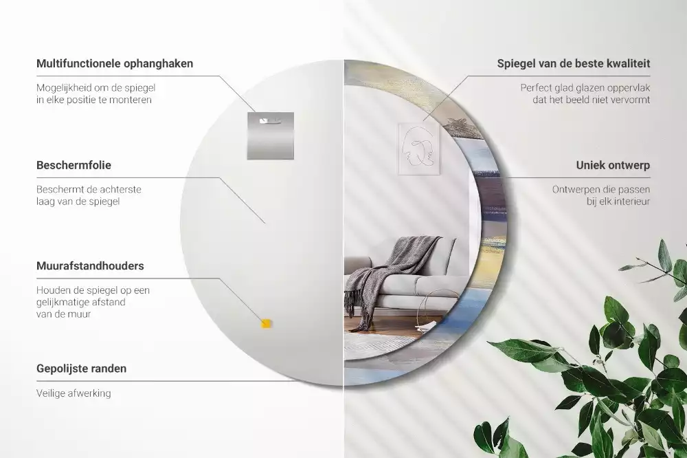 Miroir rond avec décoration Image abstraite