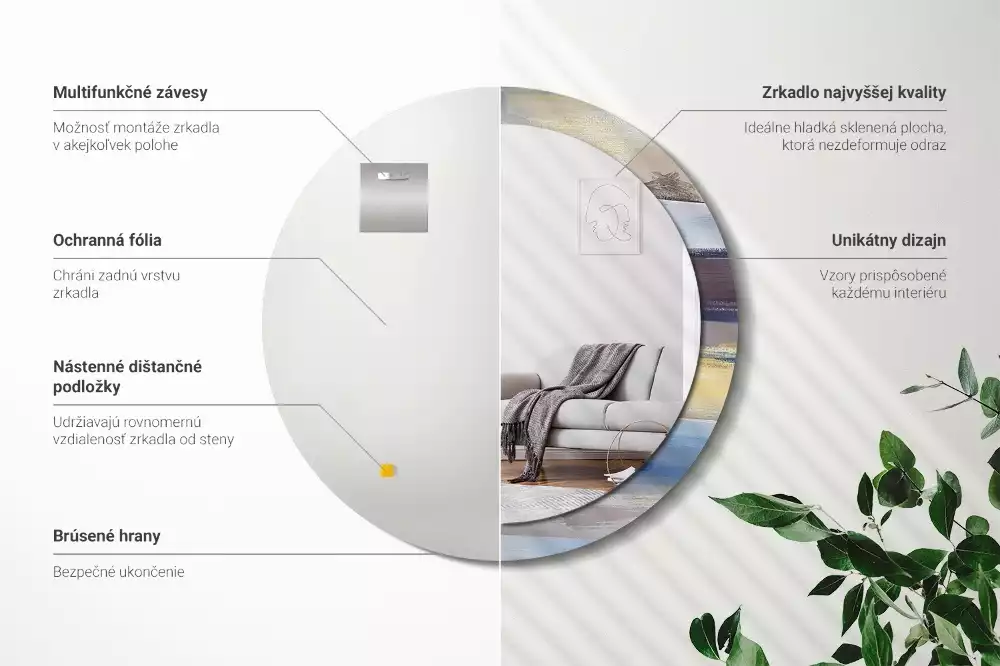 Miroir rond avec décoration Image abstraite