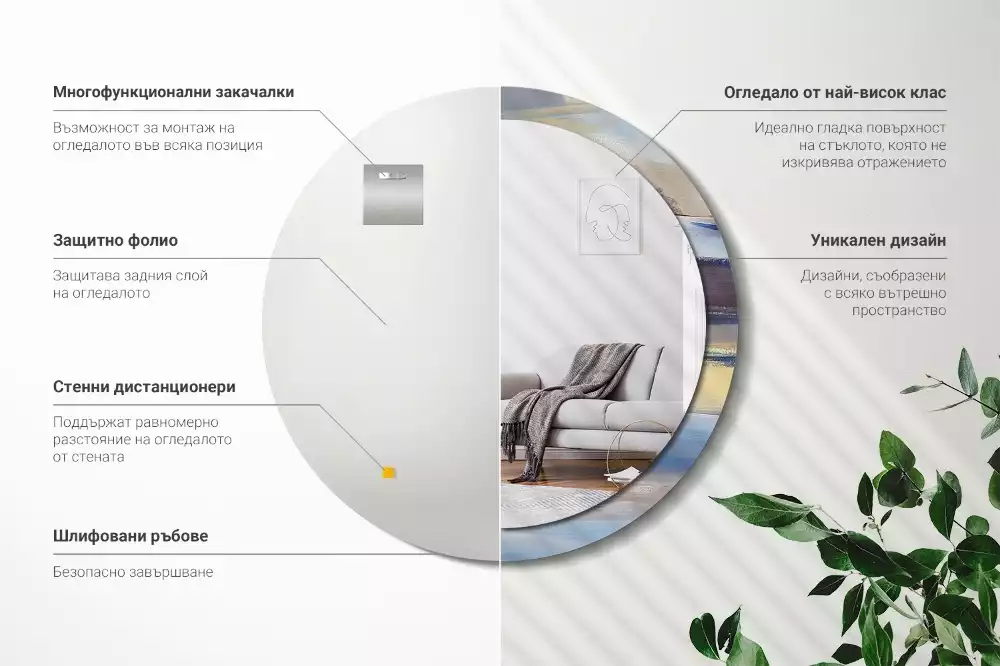 Miroir rond avec décoration Image abstraite