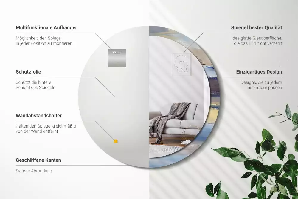 Miroir rond avec décoration Image abstraite