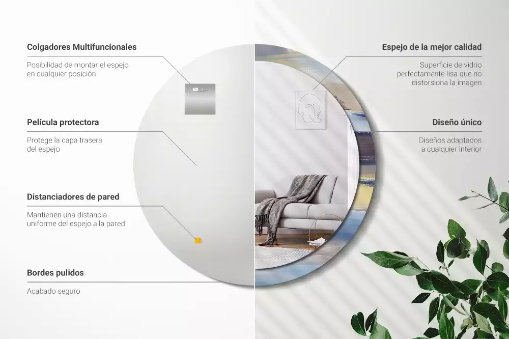 Miroir rond avec décoration Image abstraite