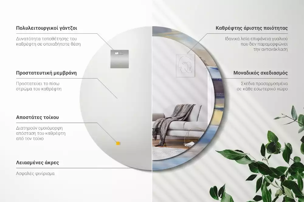 Miroir rond avec décoration Image abstraite