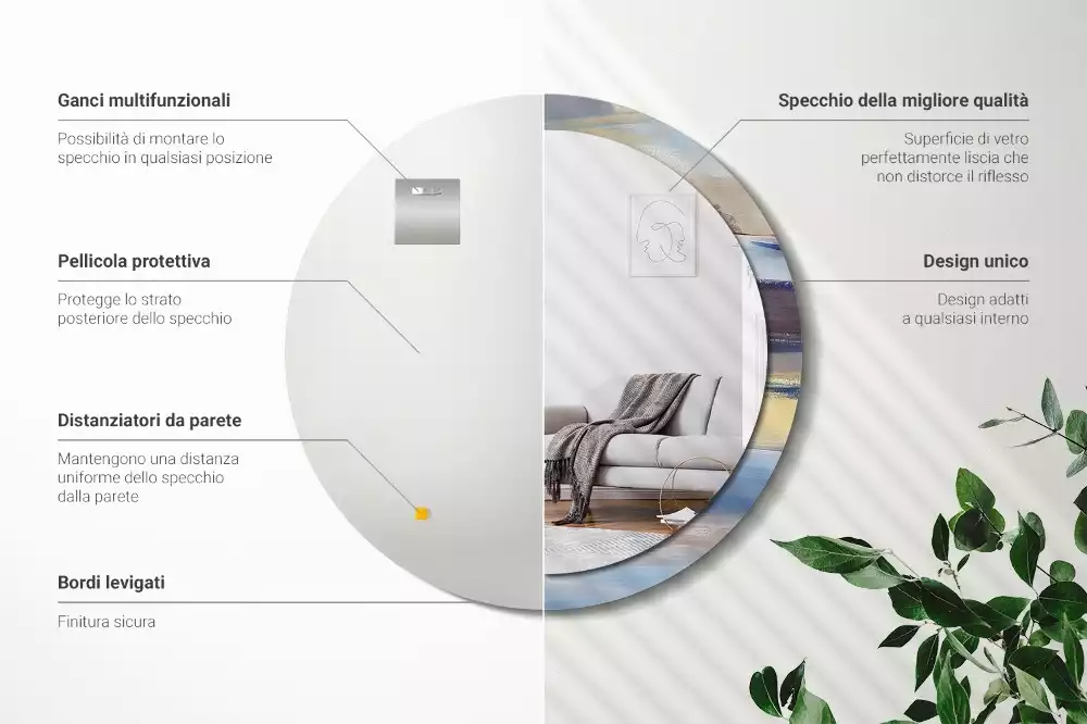 Miroir rond avec décoration Image abstraite