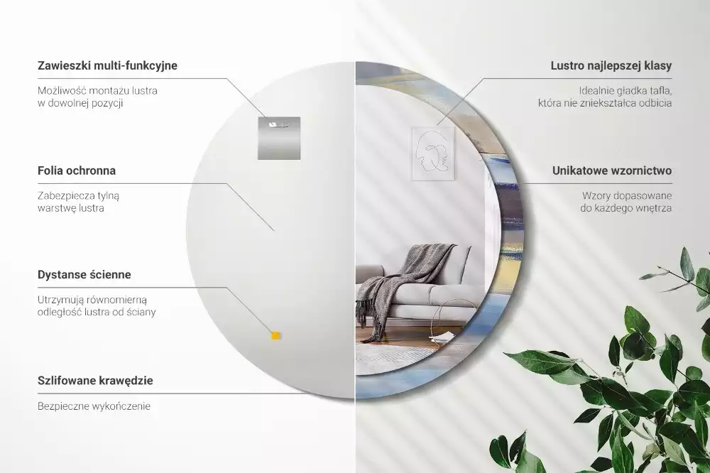 Miroir rond avec décoration Image abstraite