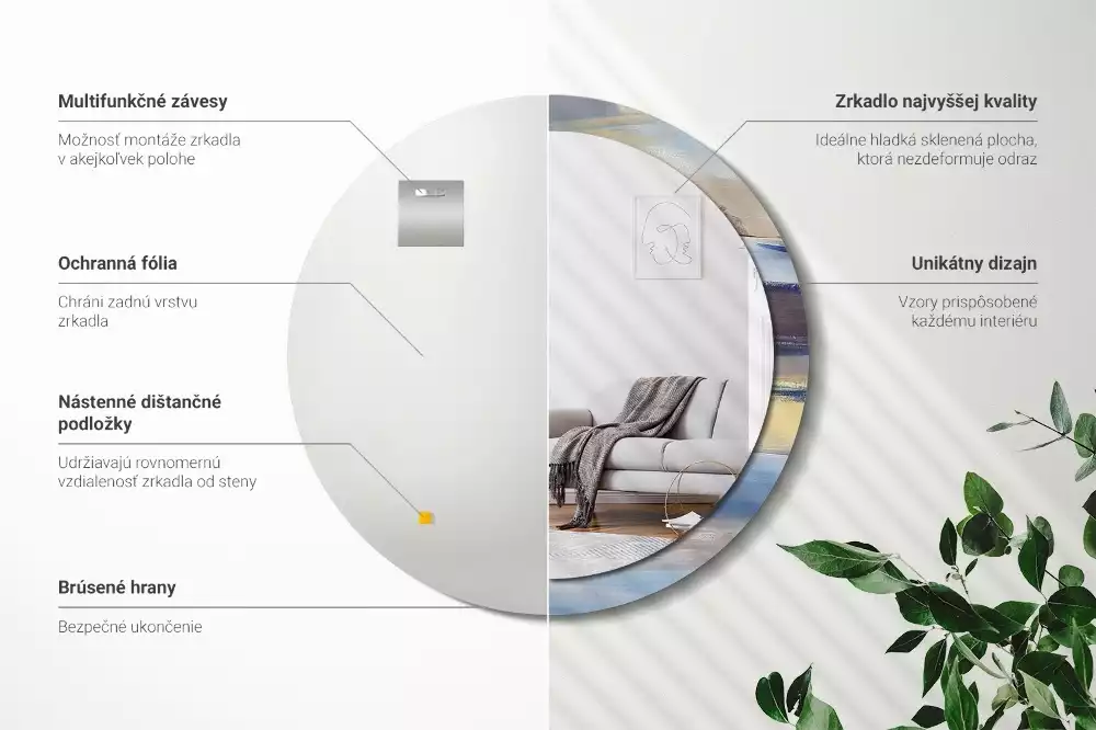 Miroir rond avec décoration Image abstraite