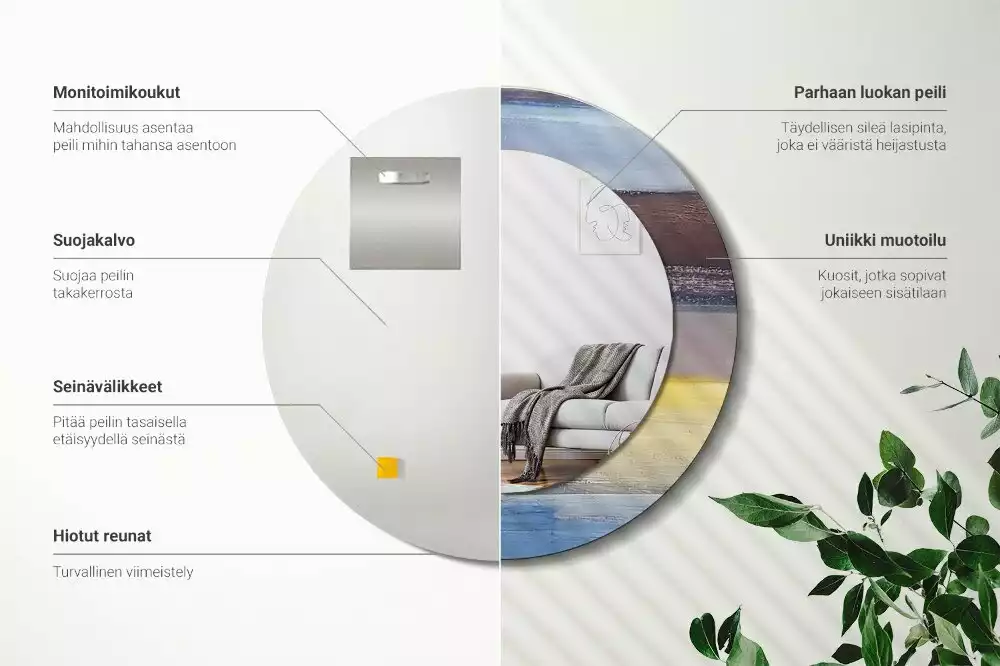 Miroir rond avec décoration Image abstraite