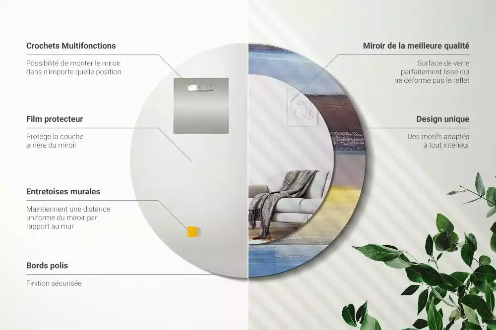 Miroir rond avec décoration Image abstraite