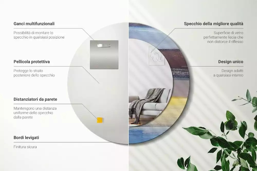 Miroir rond avec décoration Image abstraite
