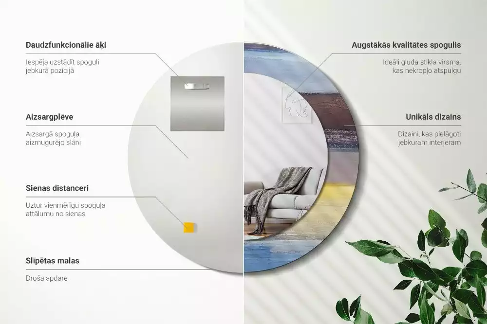 Miroir rond avec décoration Image abstraite