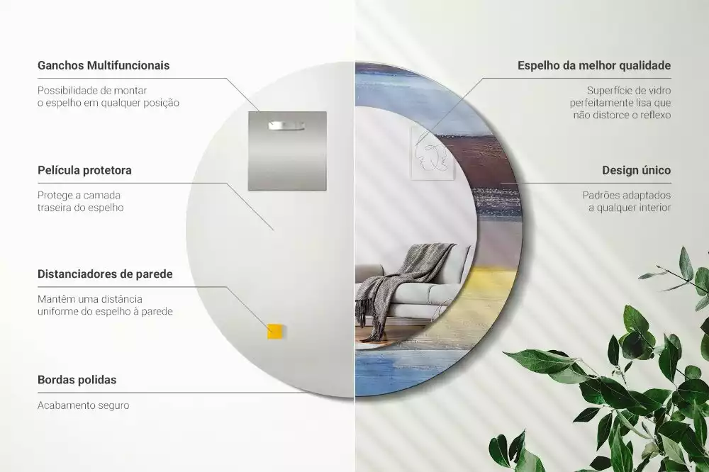 Miroir rond avec décoration Image abstraite