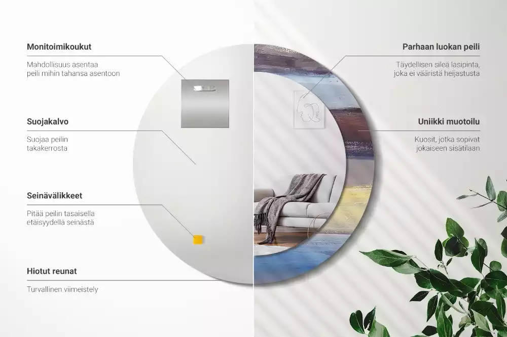 Miroir rond avec décoration Image abstraite