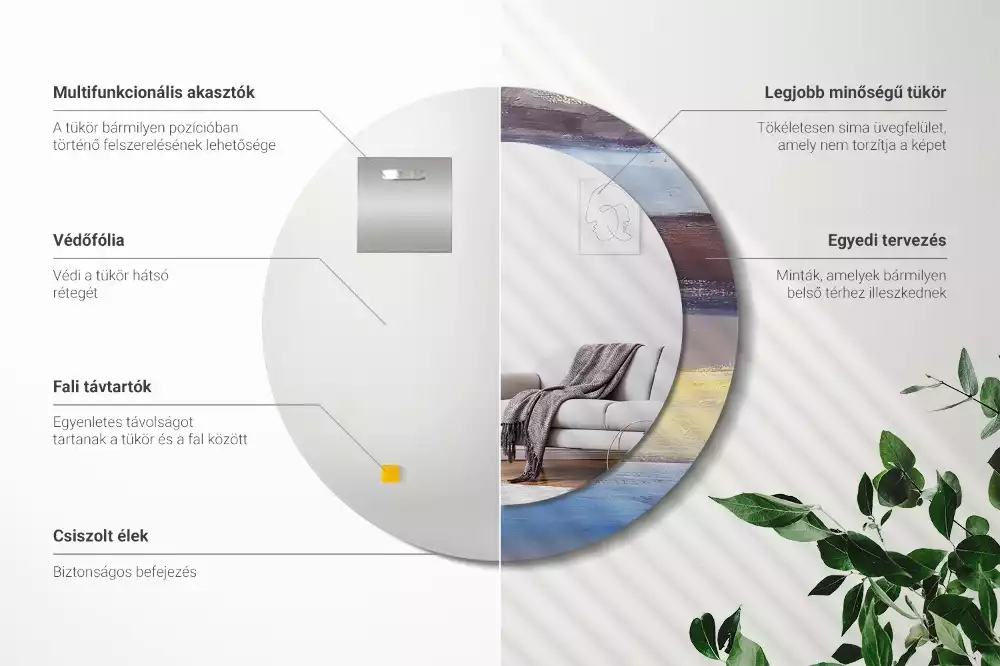 Miroir rond avec décoration Image abstraite