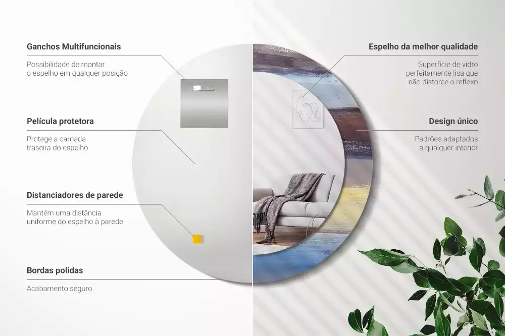 Miroir rond avec décoration Image abstraite