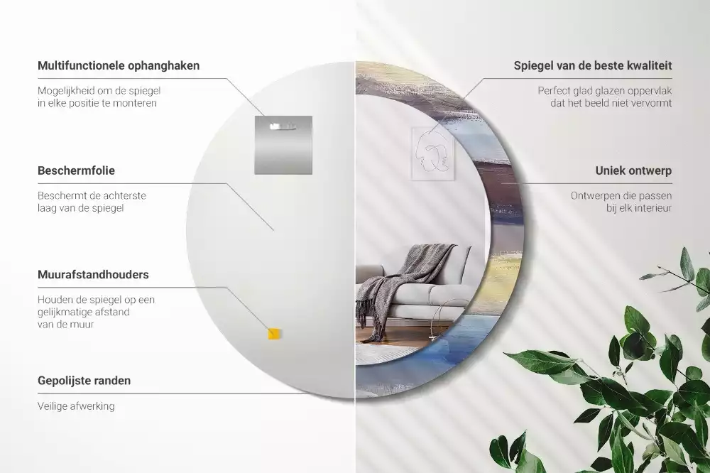 Miroir rond avec décoration Image abstraite