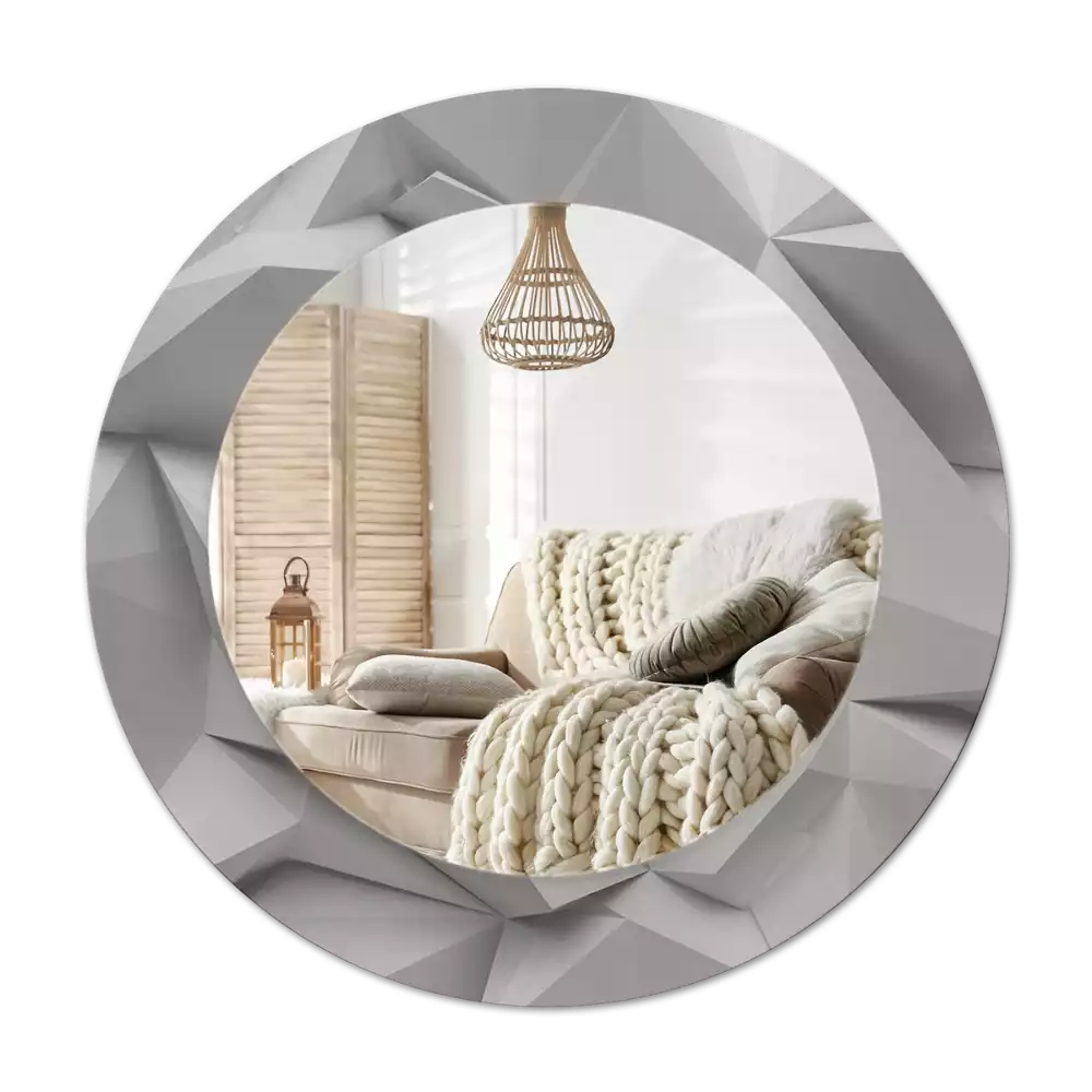 Miroir rond imprimé Cristal blanc abstrait