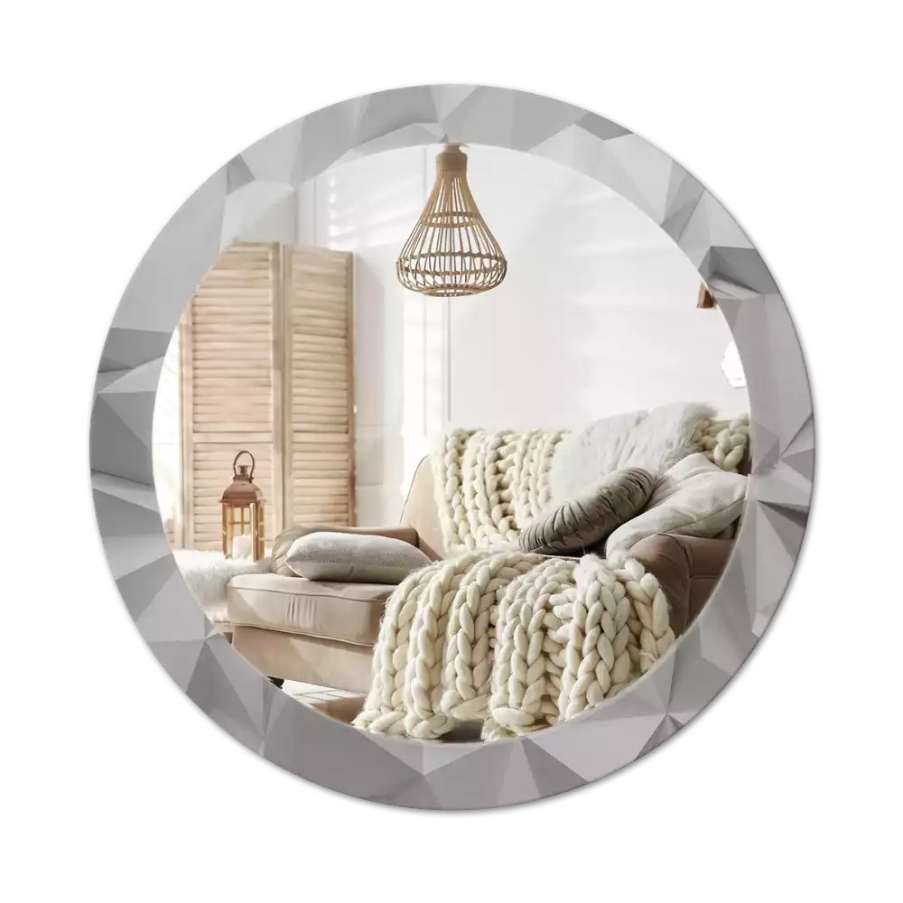 Miroir rond imprimé Cristal blanc abstrait
