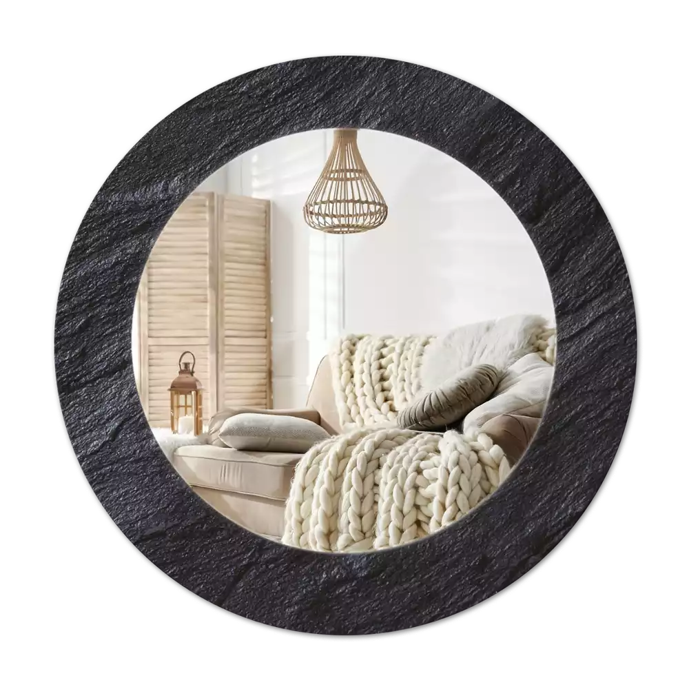 Miroir rond imprimé Pierre noire