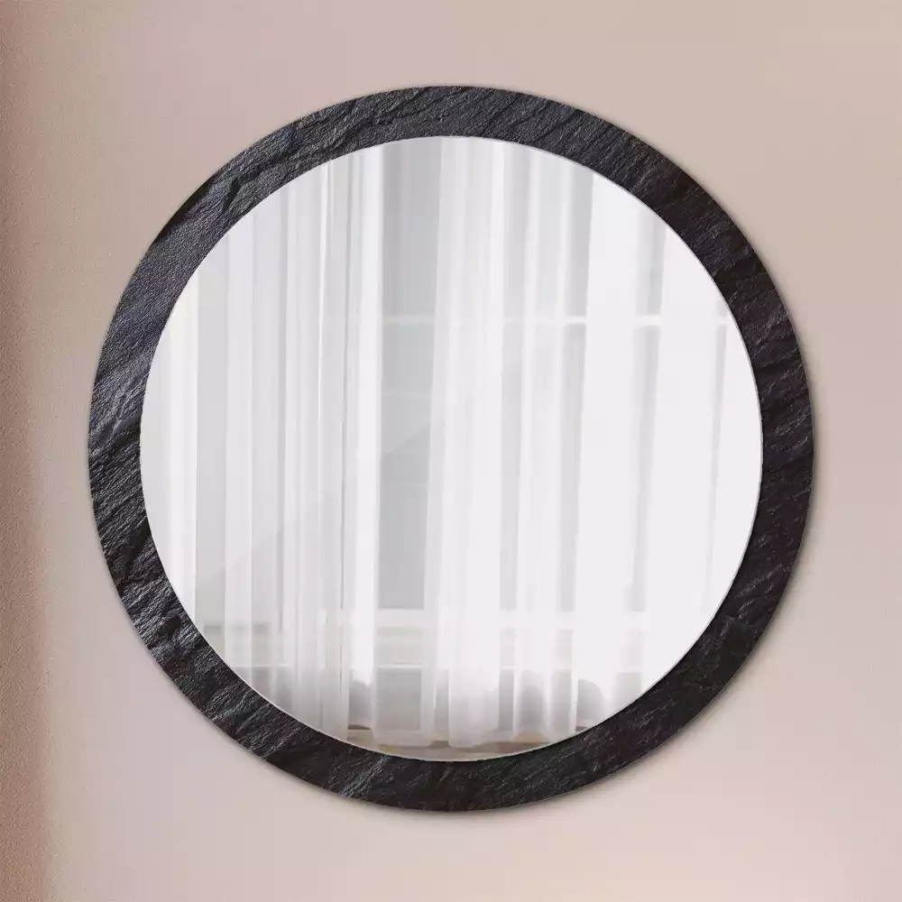 Miroir rond imprimé Pierre noire