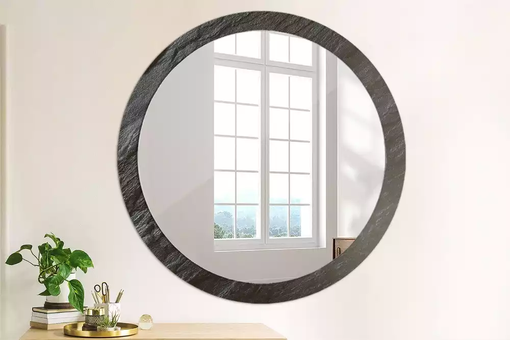 Miroir rond imprimé Pierre noire