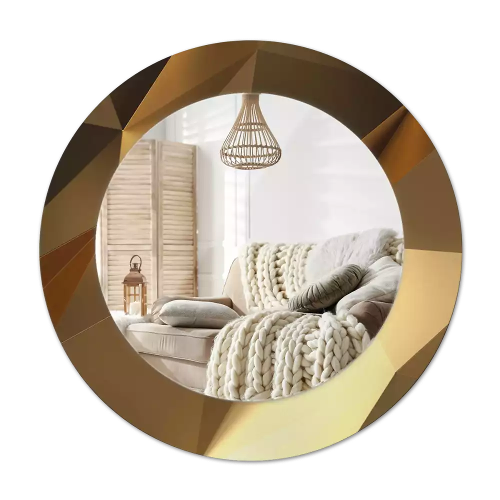 Miroir rond cadre avec impression Motif géométrique