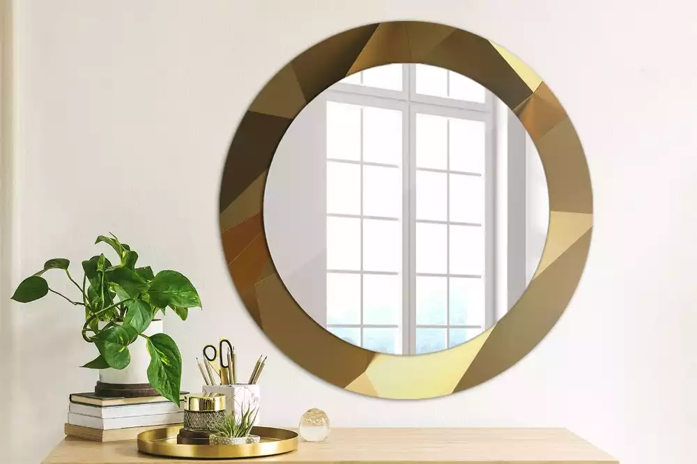 Miroir rond cadre avec impression Motif géométrique