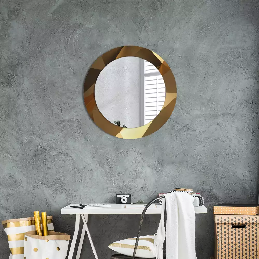 Miroir rond cadre avec impression Motif géométrique