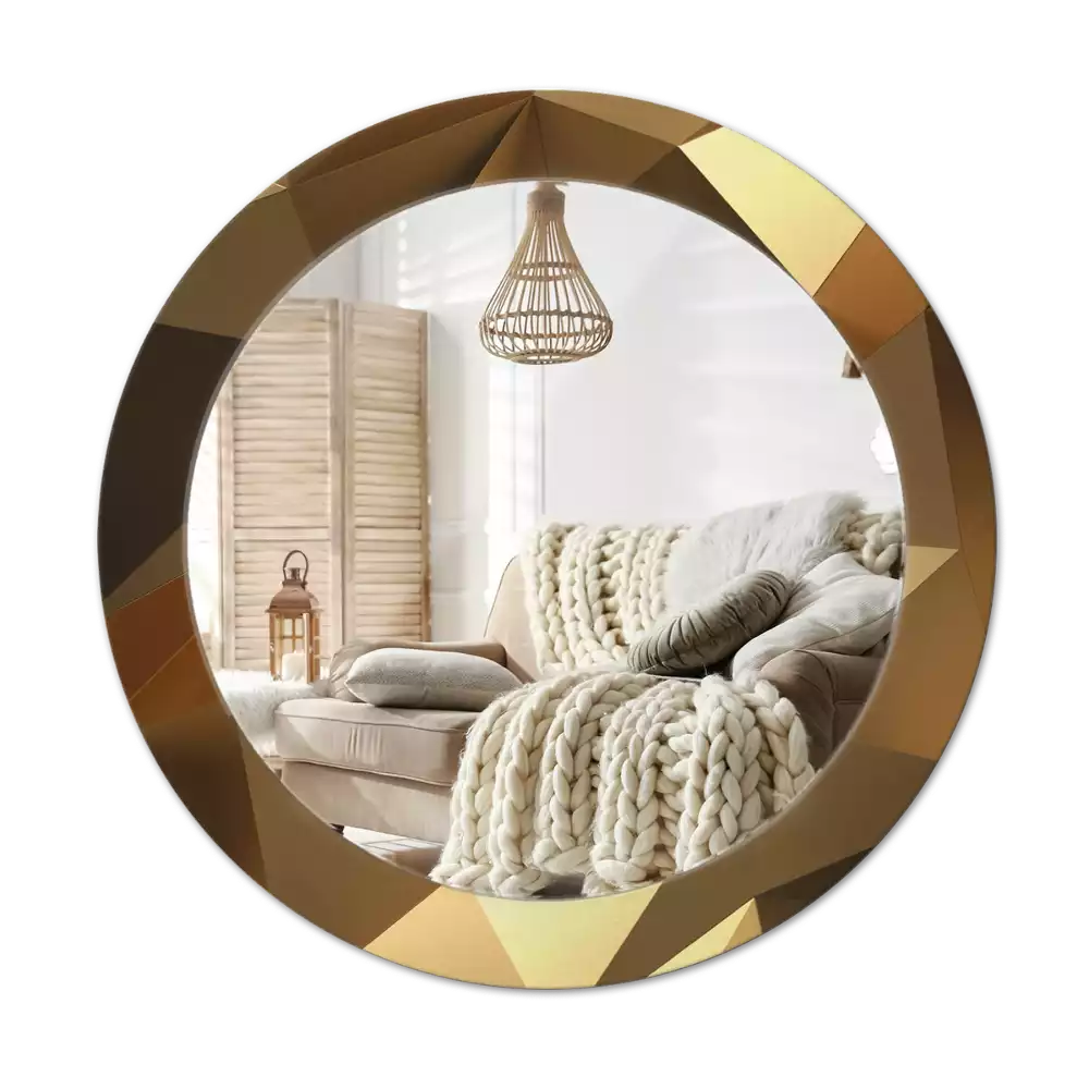 Miroir rond cadre avec impression Motif géométrique