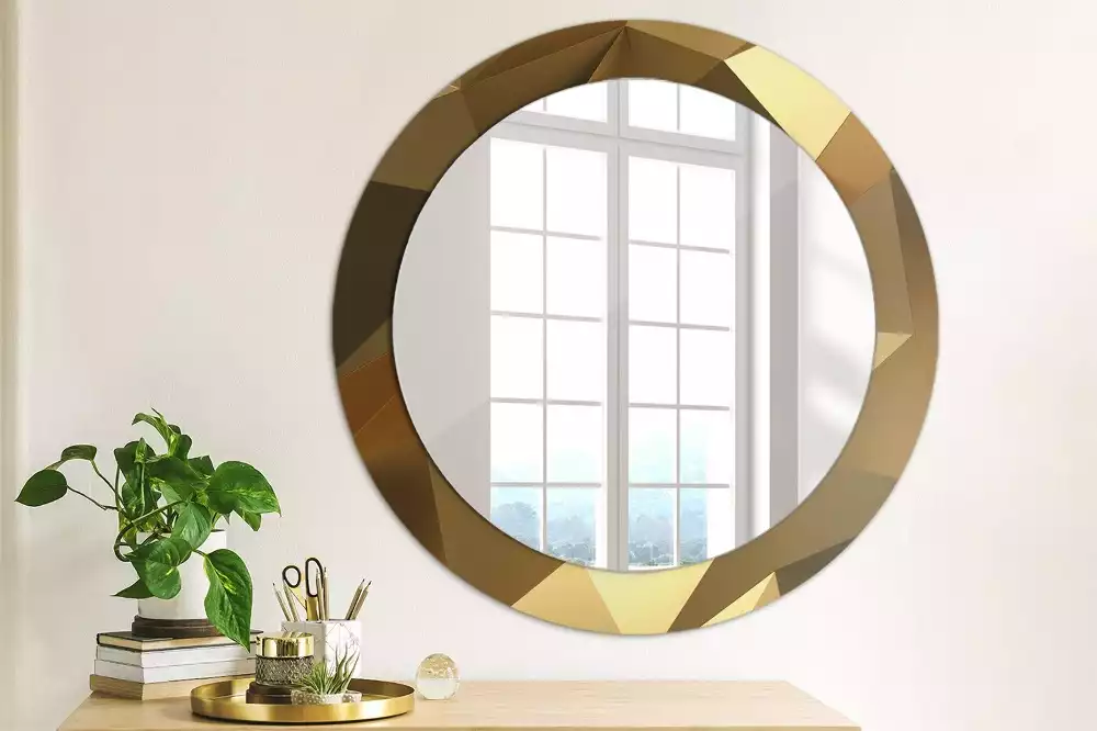 Miroir rond cadre avec impression Motif géométrique