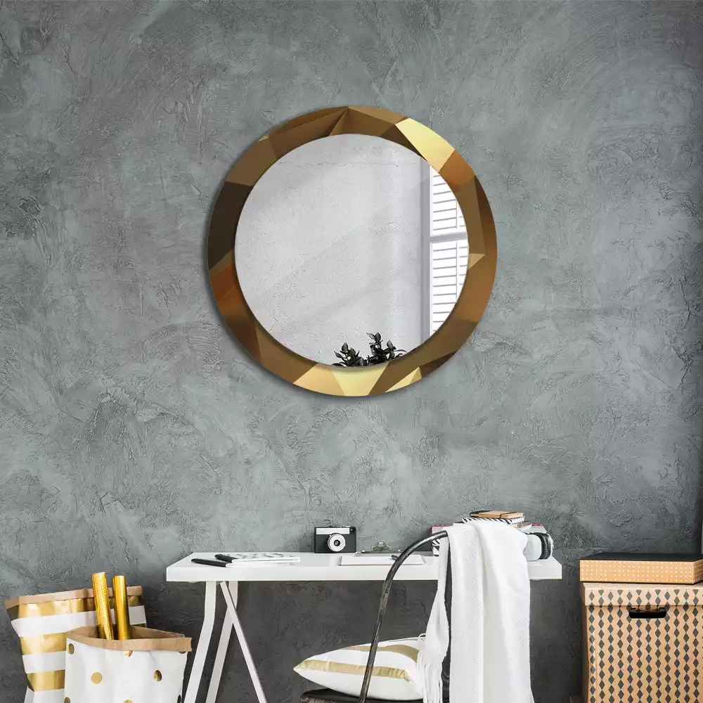 Miroir rond cadre avec impression Motif géométrique