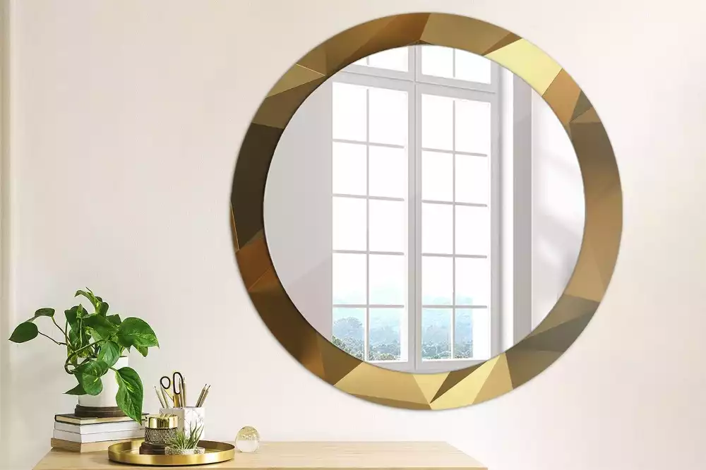 Miroir rond cadre avec impression Motif géométrique