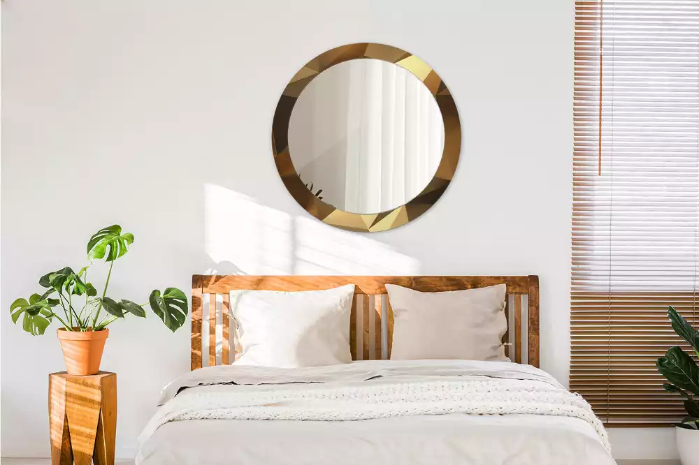 Miroir rond cadre avec impression Motif géométrique
