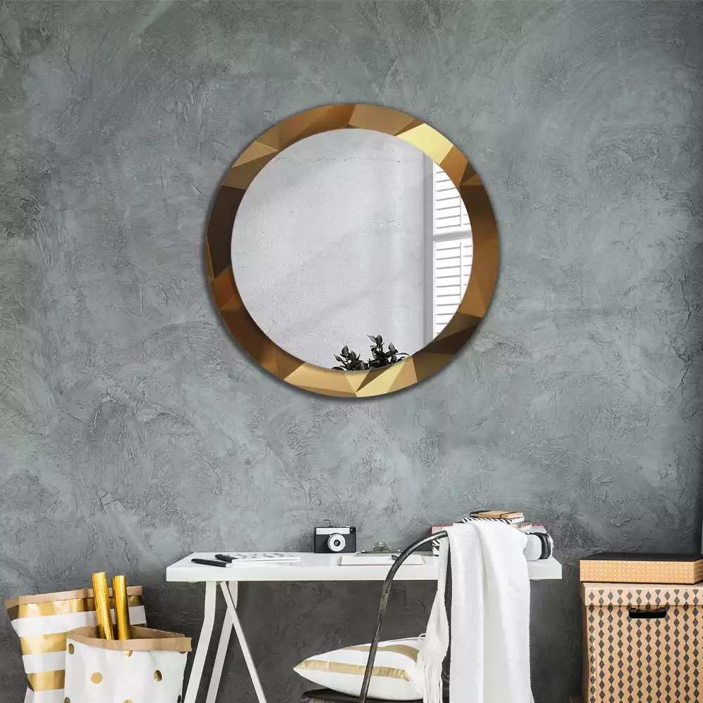 Miroir rond cadre avec impression Motif géométrique