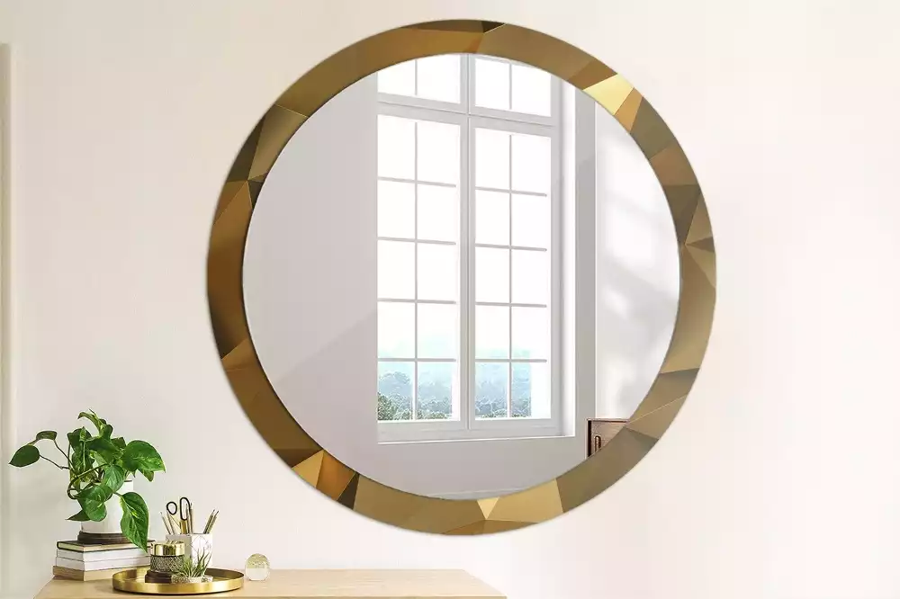 Miroir rond cadre avec impression Motif géométrique