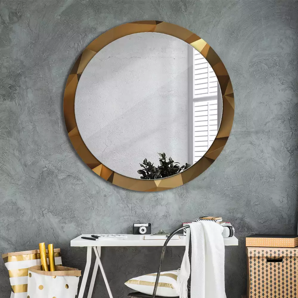 Miroir rond cadre avec impression Motif géométrique