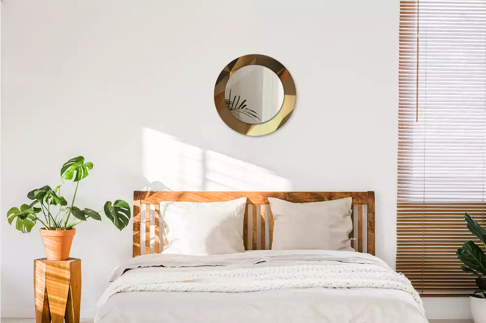 Miroir rond cadre avec impression Motif géométrique