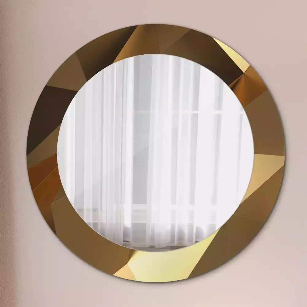 Miroir rond cadre avec impression Motif géométrique