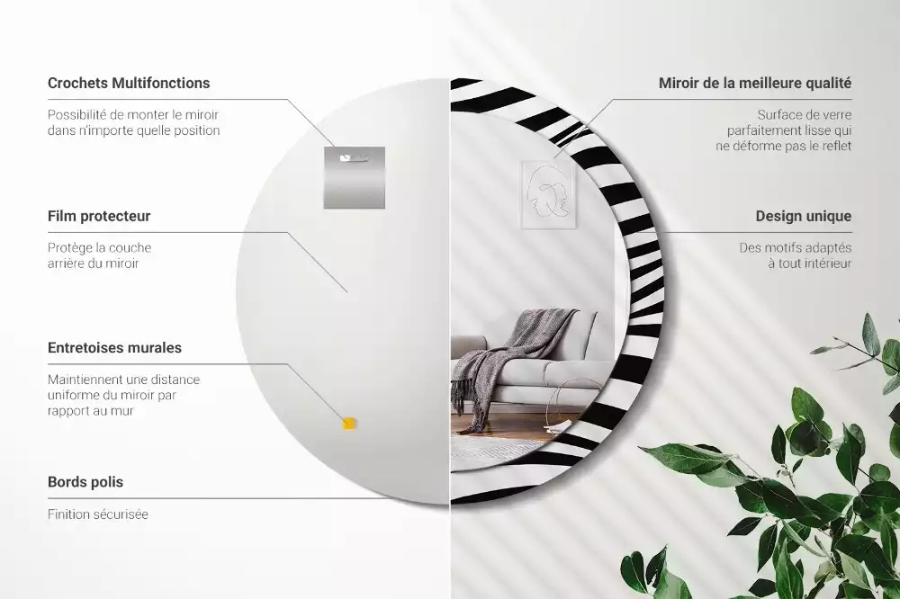 Miroir rond imprimé Vague abstraite