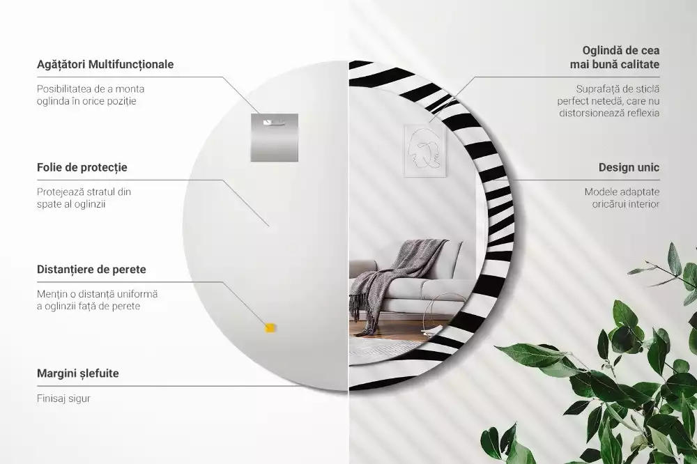 Miroir rond imprimé Vague abstraite