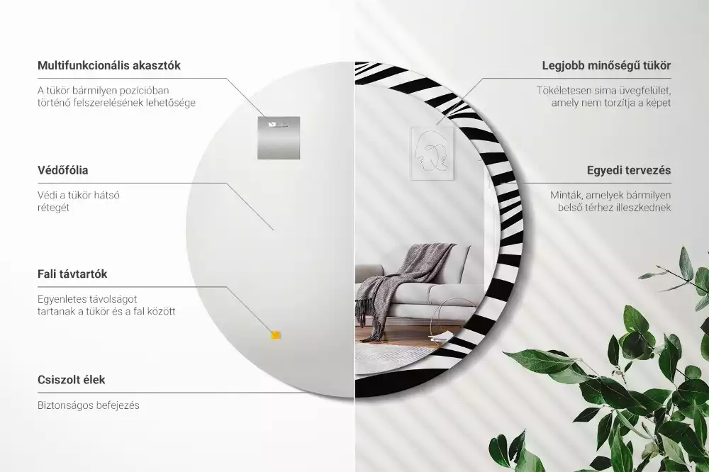 Miroir rond imprimé Vague abstraite