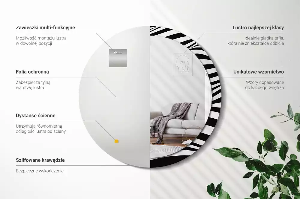 Miroir rond imprimé Vague abstraite